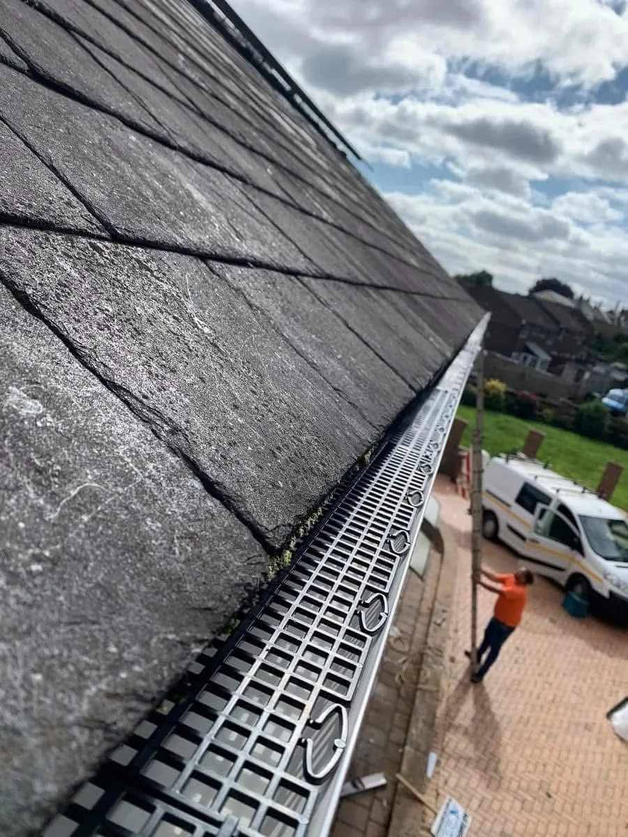 Gutter guard fitted on a slate roof in Northam