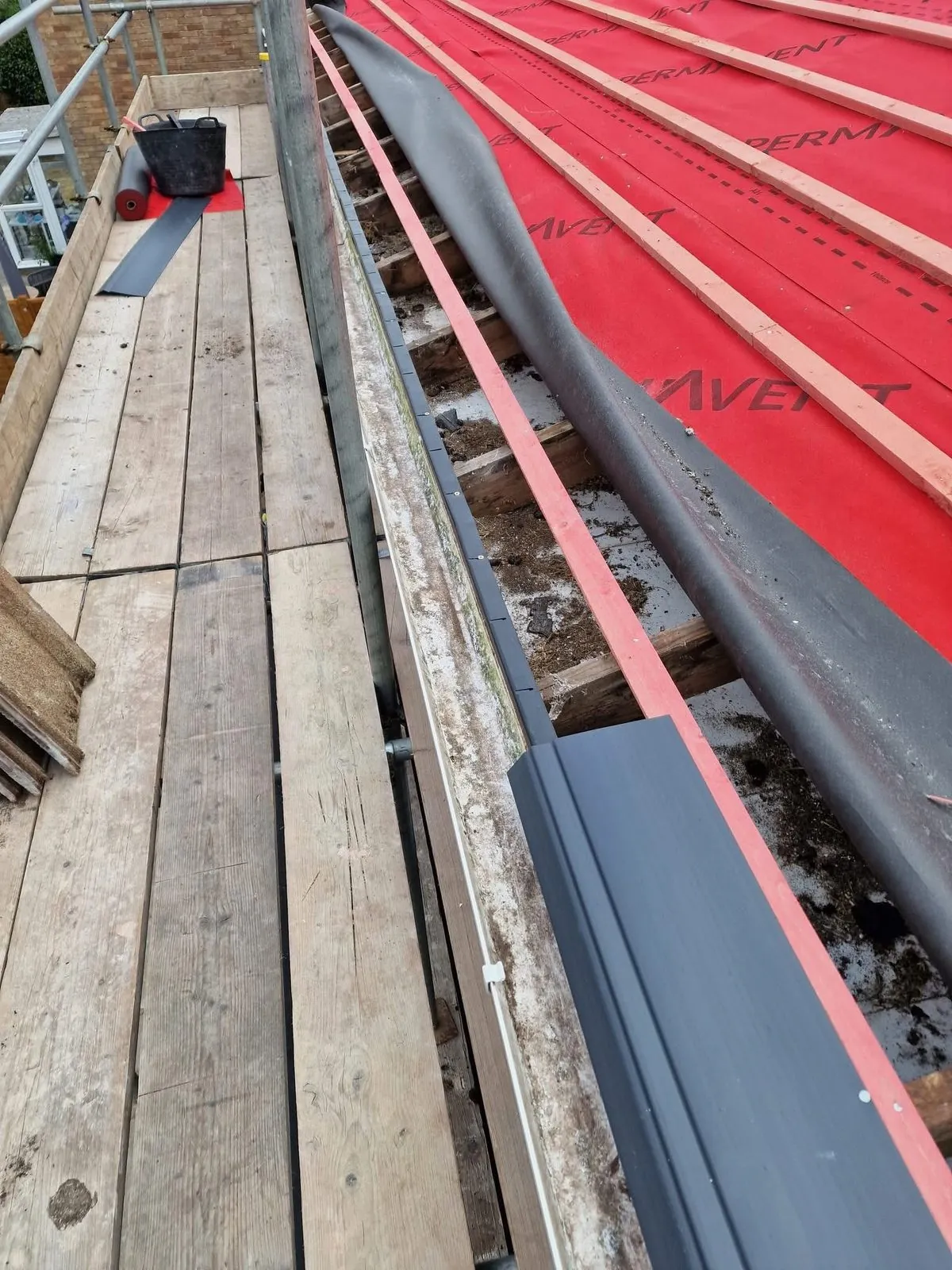 Breathable membrane and battens fitted during a re-roof in Northam